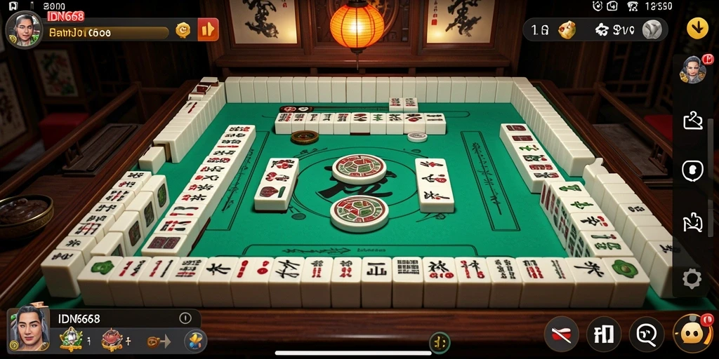 Tangkapan layar IDN668 menampilkan gameplay Mahjong yang menarik dan menantang.